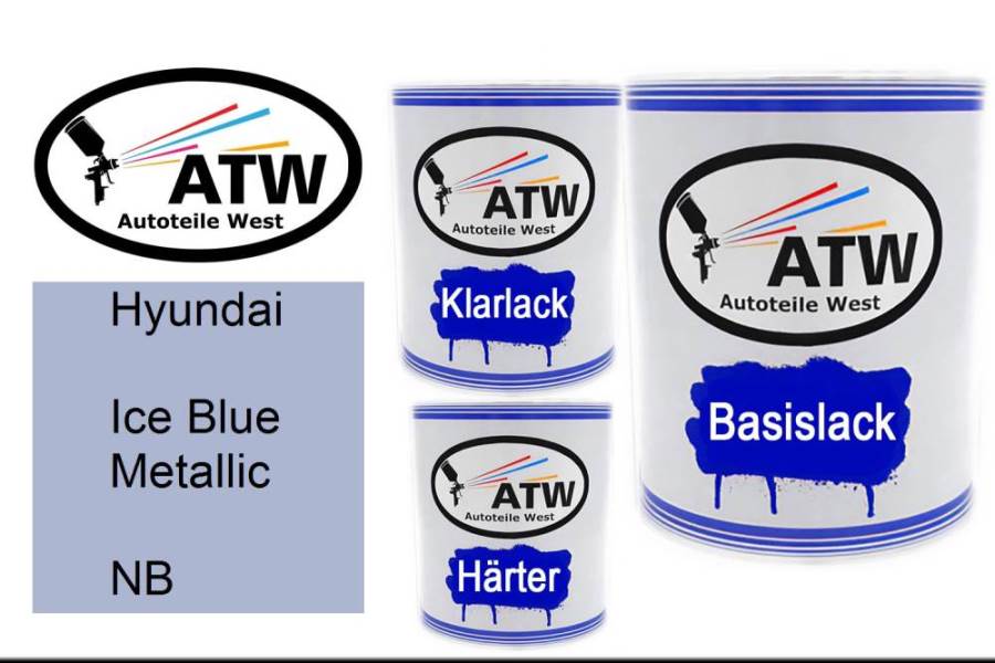 Hyundai, Ice Blue Metallic, NB: 1L Lackdose + 1L Klarlack + 500ml Härter - Set, von ATW Autoteile West.